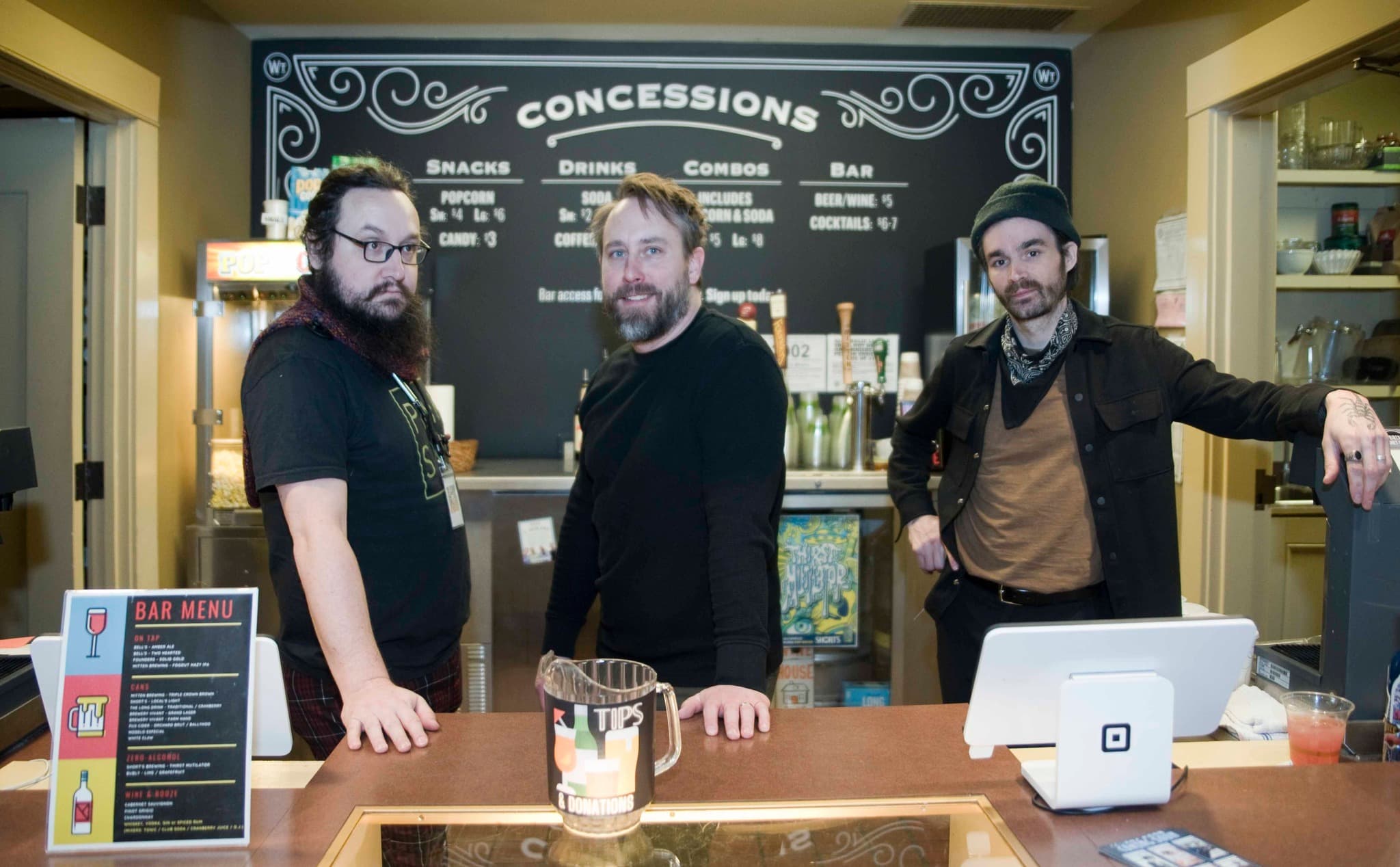 Men serving concessions